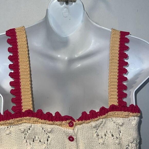 ZARA Crochet Knit Cotton Heart Croo Tank Top-S - Picture 6 of 9